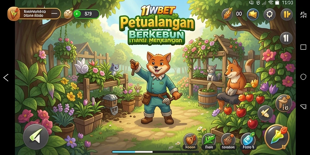 Tampilan gameplay <strong>11WBET</strong> yang seru saat berkebun.