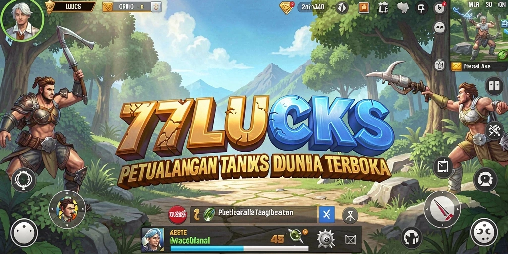 Tangkapan layar dari gameplay 77LUCKS menunjukkan dunia terbuka yang indah.