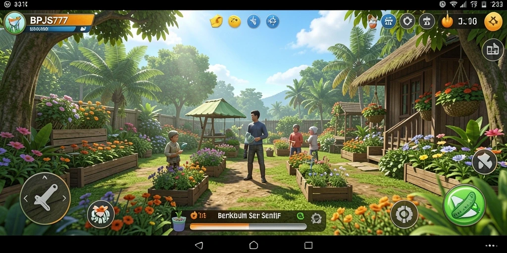 Tampilan gameplay seru di BPJS777 yang menampilkan aktivitas berkebun.