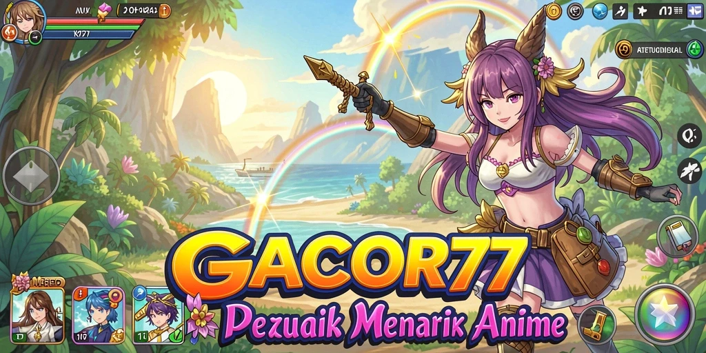 Screenshot GACOR77 menampilkan pertarungan karakter Anime yang dinamis.