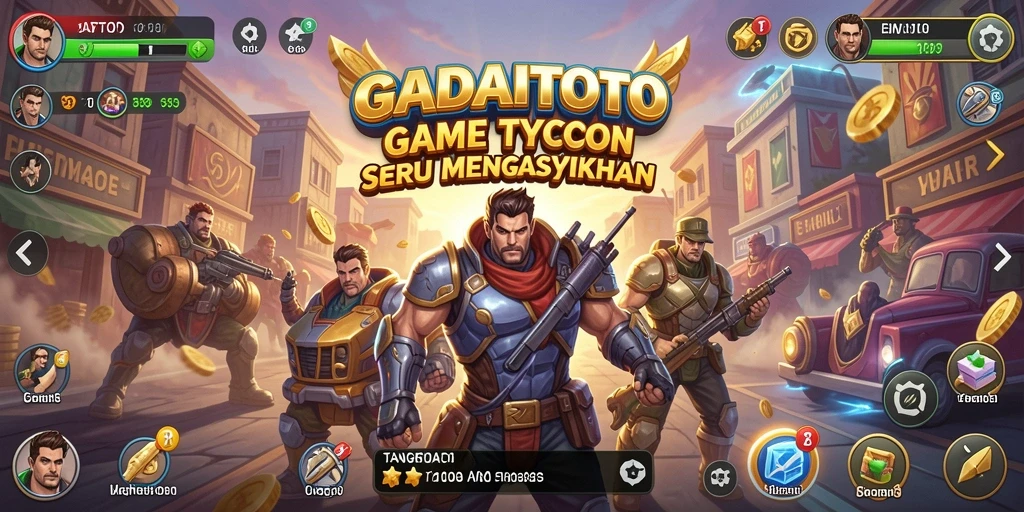 Tampilan gameplay seru GADAITOTO dengan berbagai bisnis untuk dikelola.
