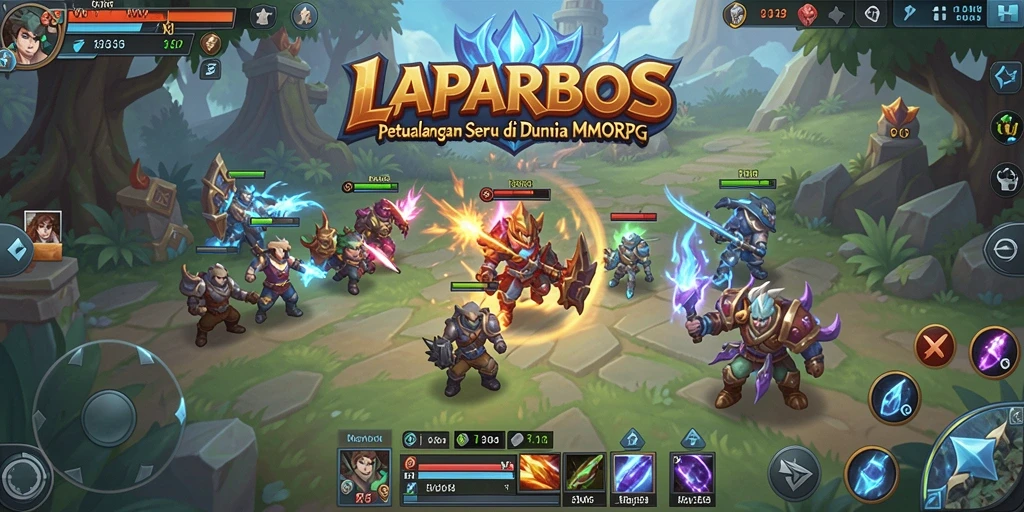 Screenshot gameplay <strong>LAPARBOS</strong> menampilkan aksi seru dalam pertempuran melawan monster.