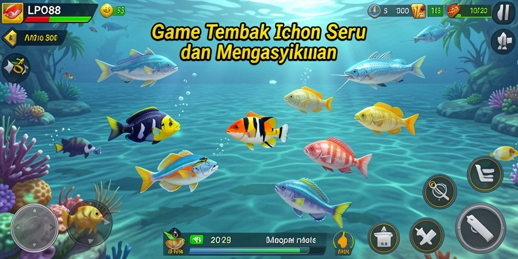 Screenshot gameplay LPO88 yang menampilkan aksi tembak ikan yang seru.