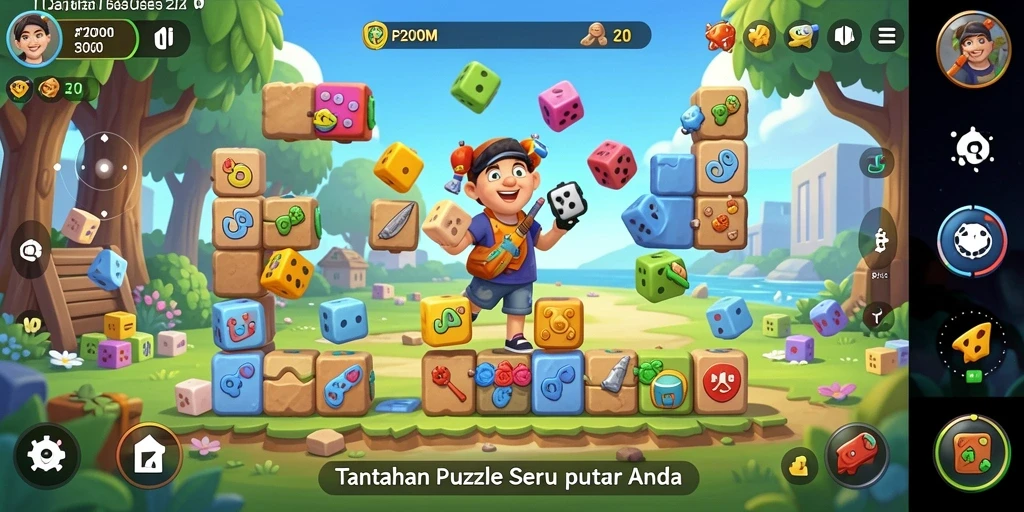 Tampilan gameplay menarik dari puzzle P200M dengan berbagai tantangan.