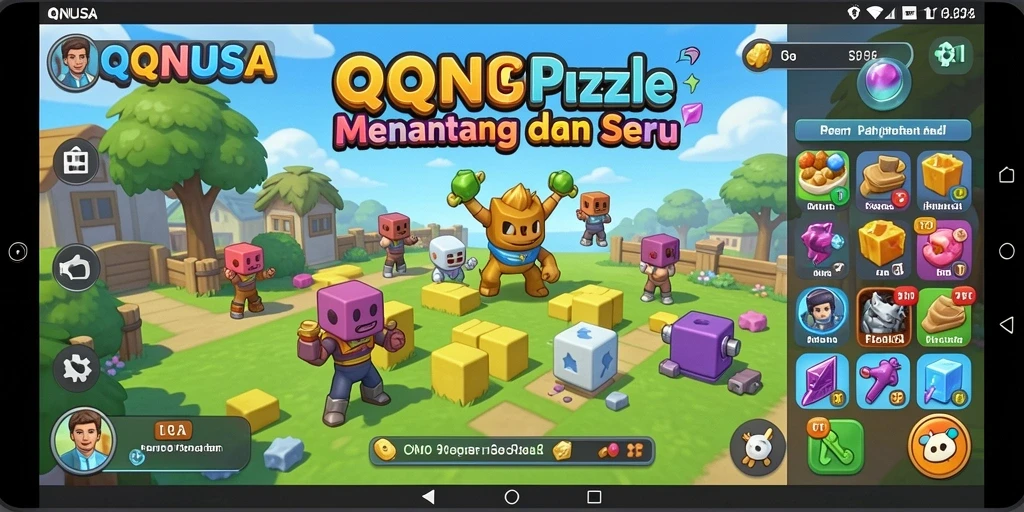 Tampilan gameplay seru dari QQNUSA dengan berbagai puzzle menantang.