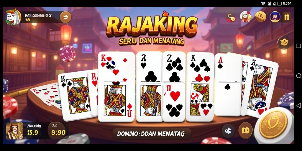 Screenshot utama RAJAKING menunjukkan aksi seru permainan Domino.