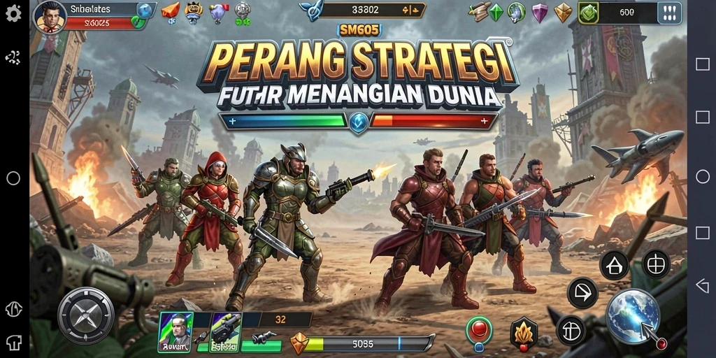 Tampilan gameplay SM605 yang menampilkan pertempuran strategis intens.
