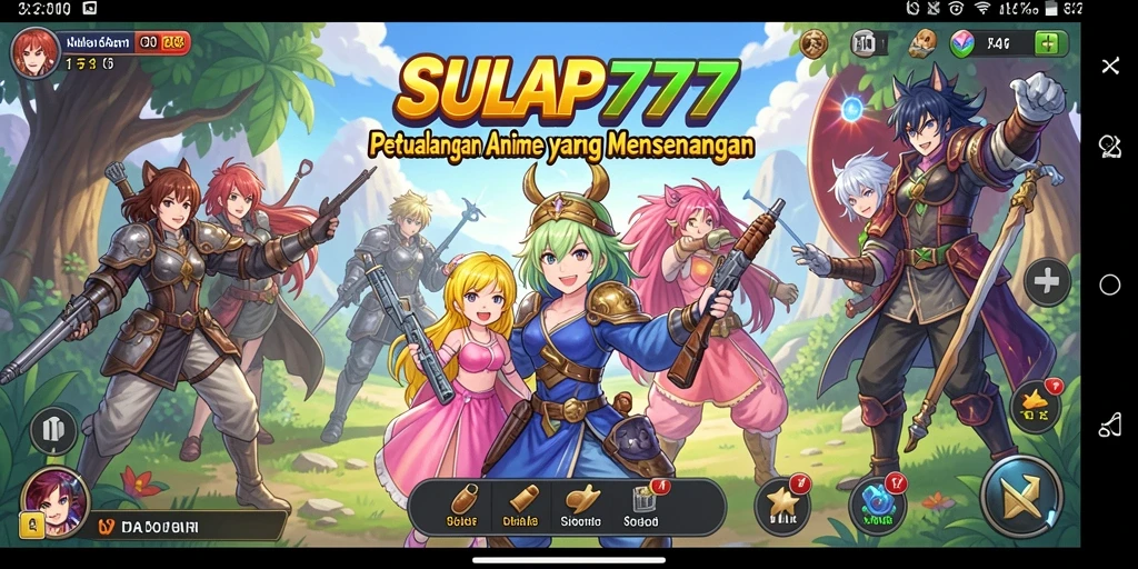 Tampilan gameplay seru dari SULAP777 dengan karakter anime yang menarik.